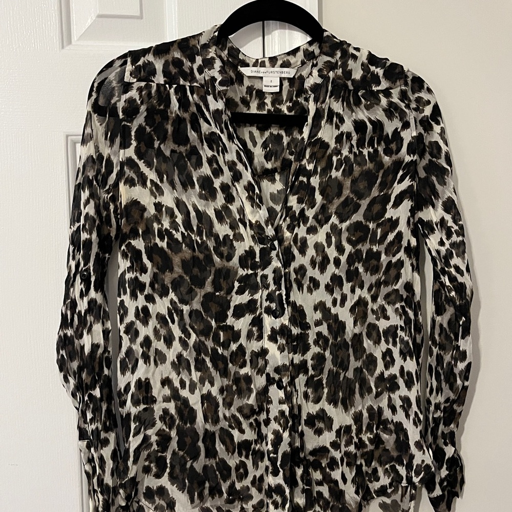 DFW Leopard Print Silk Top